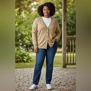 Avenue Tan Cardigan Sweater